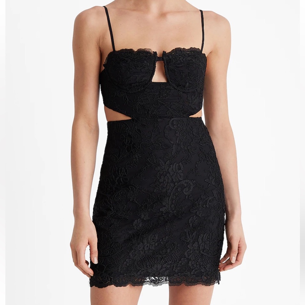 Lace Bustier Cut Out Mini Dress